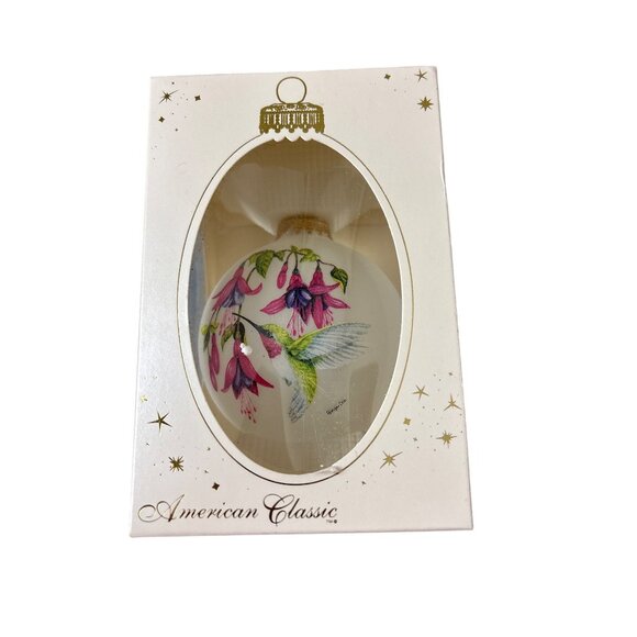 Bronner American Classic Christmas Ornament Hummingbird & Flowers Design Frosted - Picture 1 of 3